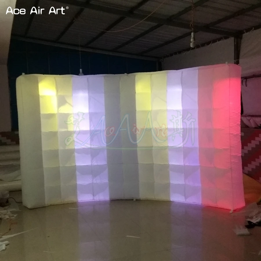 

Curved DJ Booth Inflatable Photo Backdrop DJ Booth Logo Wall with Led Lights for Party and Events