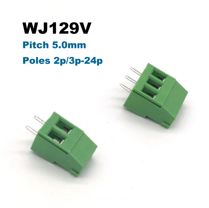 

Pitch 5.0mm Screw PCB Terminal Block Straight Pin 2/3P WJ129V Wire Cable Connector Morsettiera 300V 20A Bornier 5/10Pcs