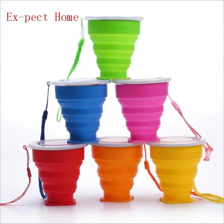 240ml Vogue Portable Collapsible Travel Coffee Tea Cups Silicone Outdoor Camping Cup Folding Retractable fold Water Cup