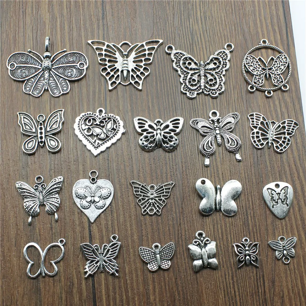 10pcs Charms Butterfly Antique Silver Color Butterfly Pendant Charms Butterfly Charms For Jewelry Making