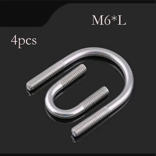 4pcs/lot Stainless steel clamp U bolt U-bolts M6*22/27/34/42/48/51/60 304 stainless steel U-bolt