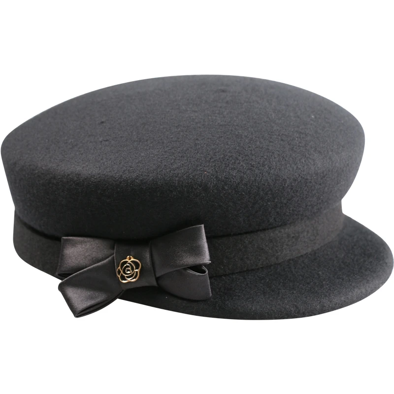 

Fashion Sailor Ship Boat Captain Military Hats Peaked Cap Black Baseball Caps Flat Hat for Women Berets