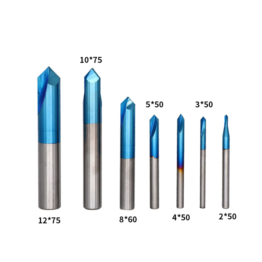 

1pc 2-12mm 90 Degree Nano Blue Coated Chamfer End Mills CNC Machine Router Bit 2 Flutes End Milling Cutter Carbide End Mill