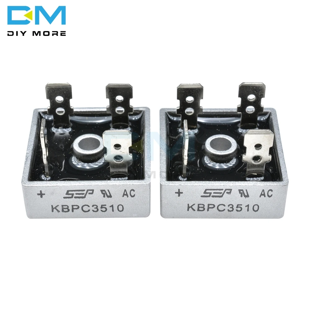 5PCS KBPC3510 1000V 35A Diode Bridge Rectifier KBPC-3510 Single Phase Bridge Rectifier 4 Four Terminals Half Wave Low Power Loss