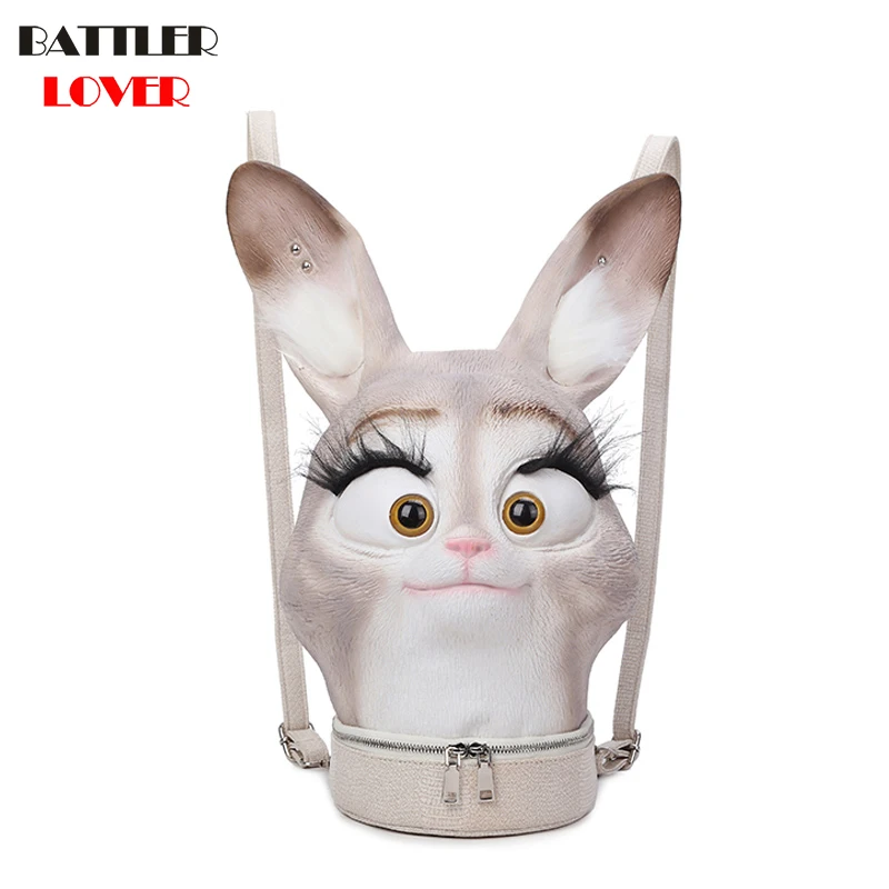 

2021 Women Backpack 3D Emboss Rabbit Soft lLady Leather Backpacks Sweet Teenager Leisure Party Cute Bag Female Mujer Bagpack