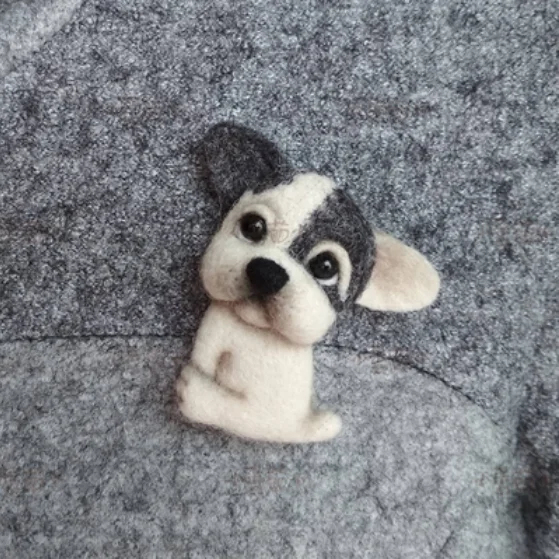 Samoye than bear Pet Dog Brooch French Bulldog wool needlepoint kit  wool felt needle felting decoration craft needlecraft DIY