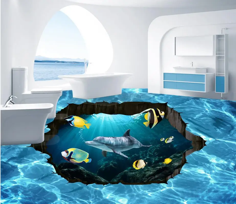 

3D stereoscopic underwater world blue floor 3D wall murals wallpaper floor 3d floor wallpapers