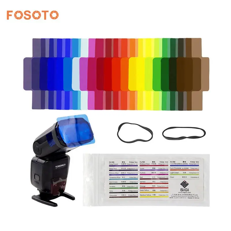 

fosoto 20pcs Flash Speedlite Color Gels Filters for Canon Nikon Sony Yongnuo DSLR Camera Speedlight Accessories Studio Lighting