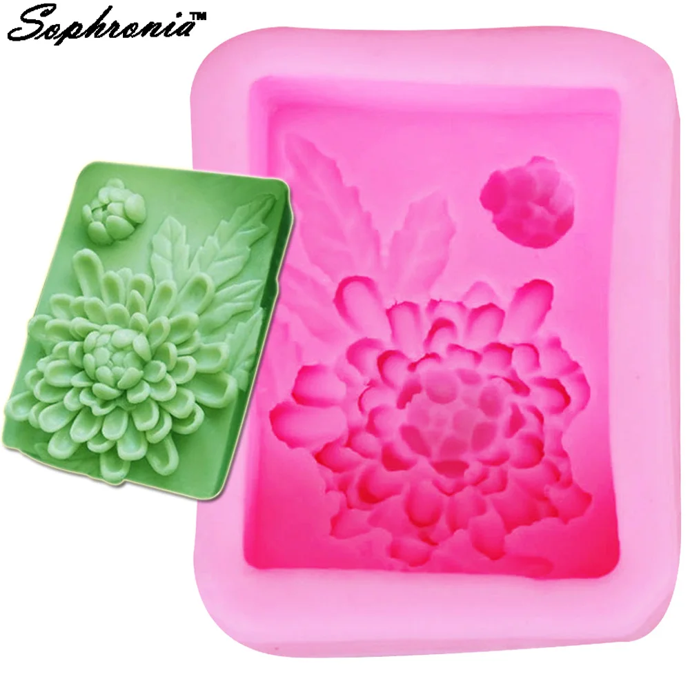 1 Pcs Chrysanthemum Silicone Soap MoldS For Sweets Chocolate MouldS Cookie Forms Bread Formas Pastry Baking Stuff S098