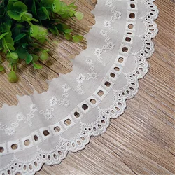 Off-white Cotton 100% Cloth Hollow out Embroidery Lace Trim DIY Lace Fabric Width 8cm 5Yds/lot