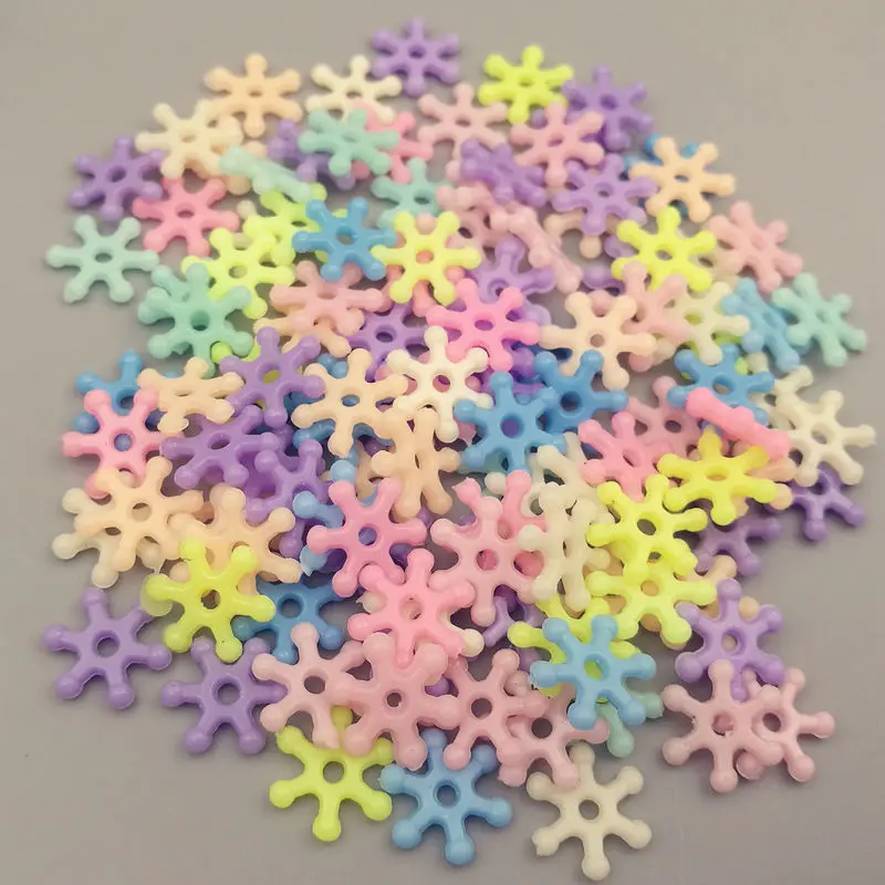 200 Pieces/lot 11mm Mixed Colors SnowFlower Spacer Beads Plasitc Holes Loose Beads DIY Jewelry Bracelet/Earrings Crafts