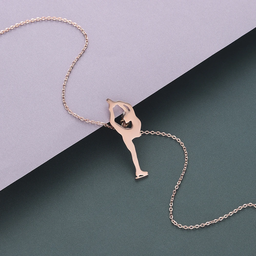 Cxwind Ice Skating Woman Pendant Necklace for Women Simple Female Figure Shape Chain Necklaces Collier 2025 Jewelry Wholesale