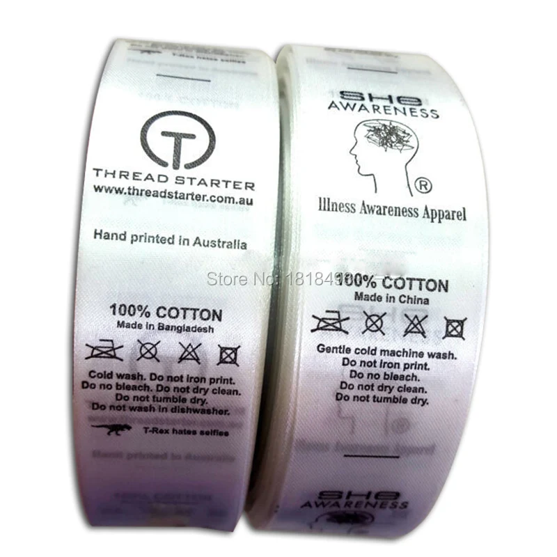 

free shipping custom clothing care labels/washable labels/garment silk printed tags/clothing label printing/logo brand 1000 pcs