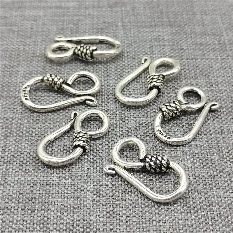 6 Pieces of 925 Sterling Silver Hook Clasps Connector for Bracelet Necklace