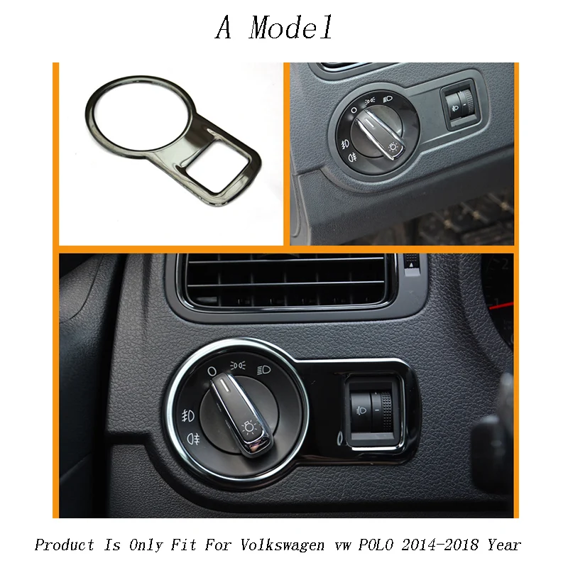 Car Styling Headlight Switch Decorative Frame decoration Covers Stickers Trim For Volkswagen vw POLO Interior auto Accessories