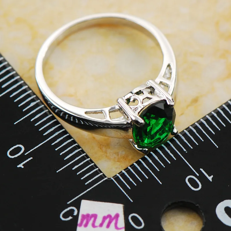 Simulated Emerald 925 Sterling Silver Ring Size 5 6 7 8 9 10 11 12 PR03