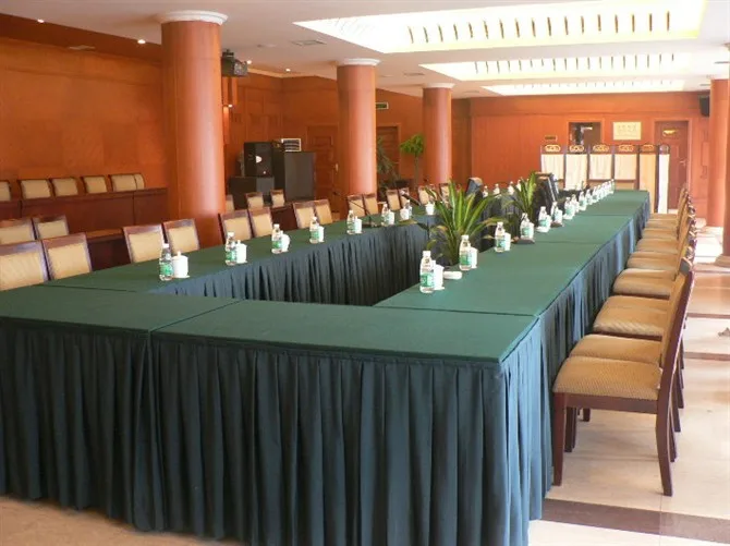 green plain polyester conference table skirting