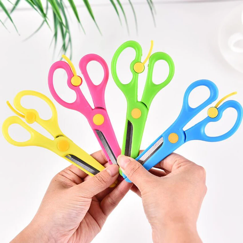 1pc Safe Children Student Stationery Art DIY Scissors Decorative Craft School Scrapbook Handmade Kids Artwork Card Safe Scissors