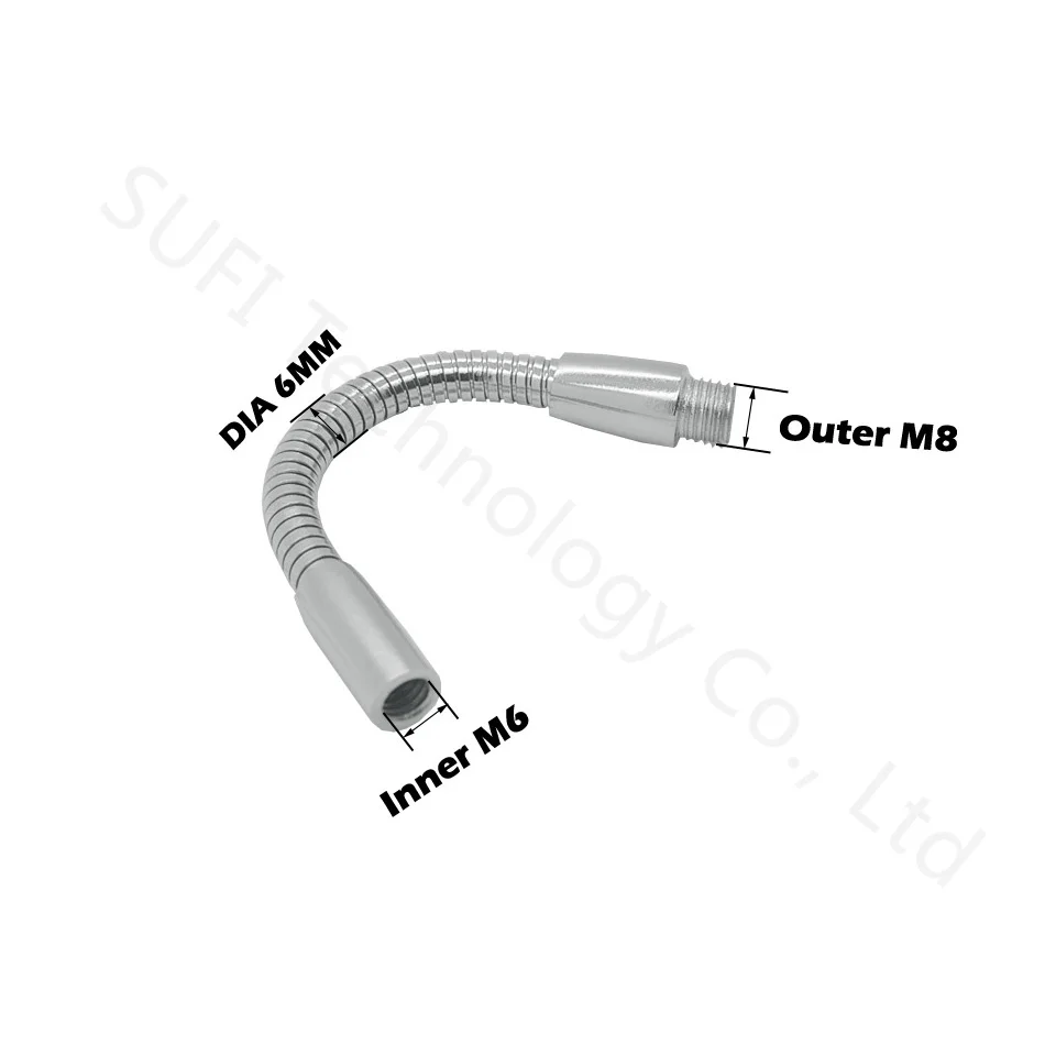 Diameter 6mm LED Serpentine Tube Desk Lamp Hose LED Gooseneck 10/20/30CM Flexible Light Holder M6 M8 M10 Screw Metal Pipe