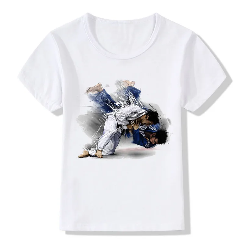 Boy and Girl Evolution Of A judo Design T-shirts Children Judo Top Tees Baby T shirt Summer Casual Soft White Tee Shirt,ooo402