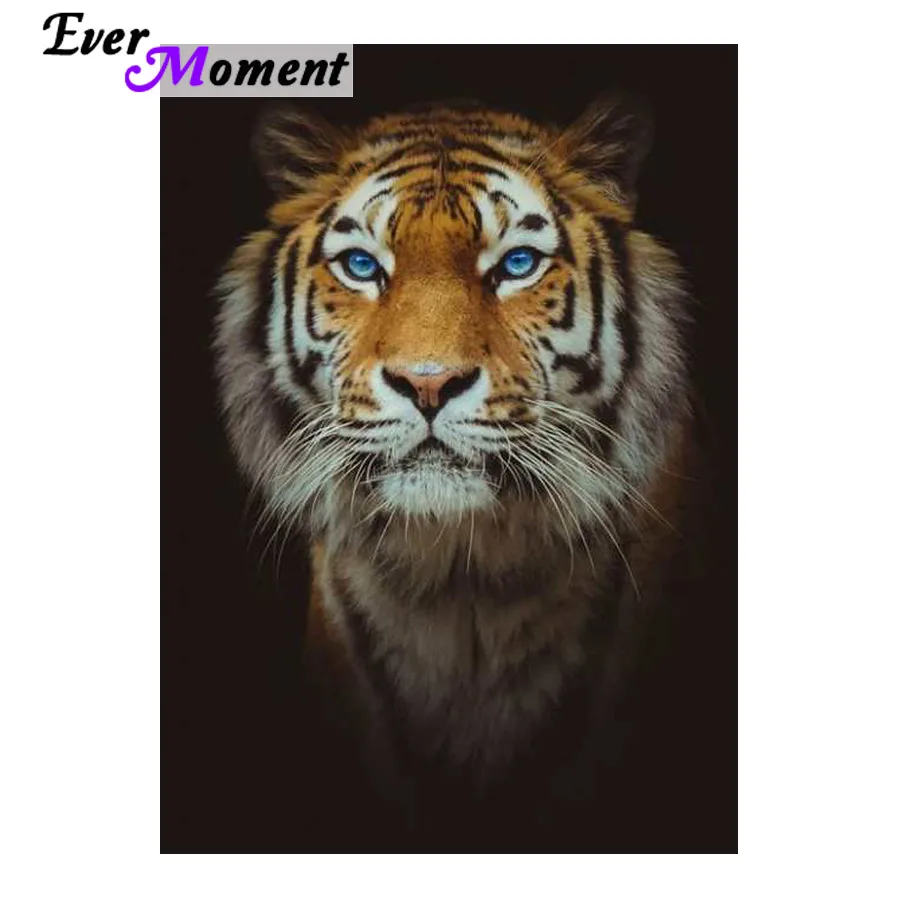 

Ever Moment DIY Diamond Painting Cool Tiger with Blue Eyes Diamond Mosaic Paint Full Square Stones Animal Picture Decor ASF992