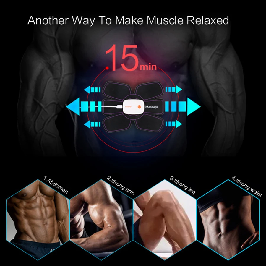 Smart App Multi EMS Abdominal Muscle Trainer Electronic Muscle Stimulator Exerciser Machine Body Slimming Fitness Massage Suit