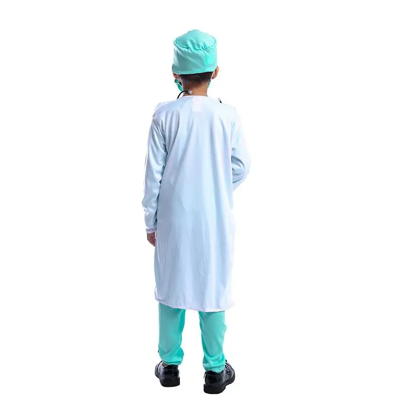 high quality Hospital Doctor Kids Surgeon Dr Uniform Boys Child Career Halloween Cosplay Costume