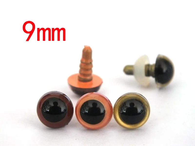 free shipping!!30pairs/lot brown and orange and gold per color 10pairs safety toy eyes-9mm