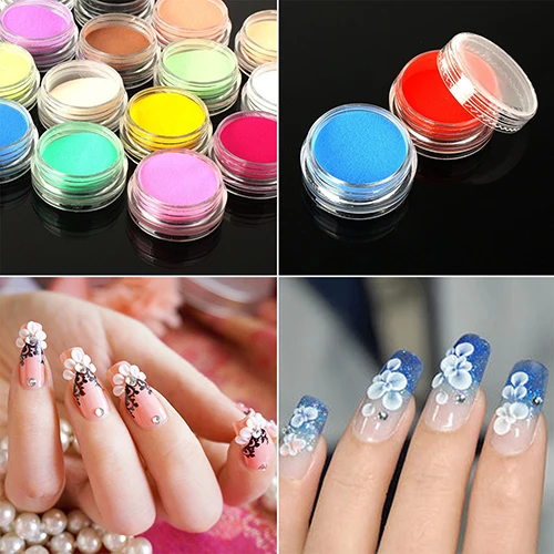 12 Gemengde Kleuren Acryl Nail Art Polish Tips Uv Gel Powder Dust 3D Diy Decoratie Set Nail Art & Gereedschap schilderen Nail Accesorios