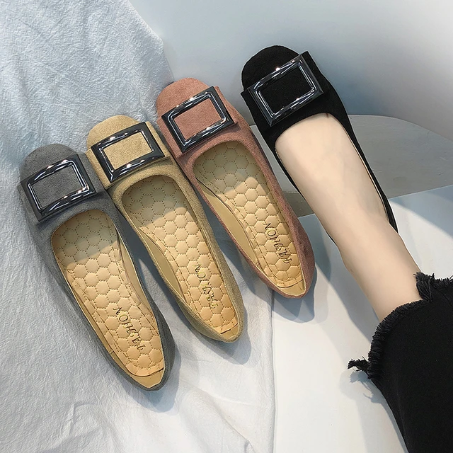 Metal Flat Square Womens Shoes Ballet Flat Shoes Women Flats Plus Size 35 43 Aliexpress