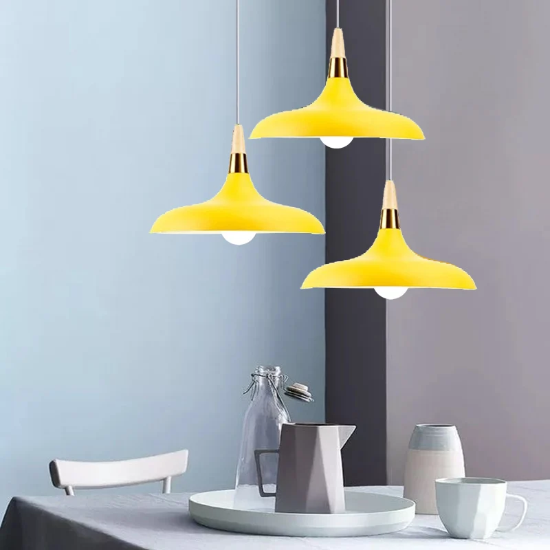 

Kitchen Modern Pendant Lights Bedroom Wood Ceiling Lamp Shop Lighting Bar Office Yellow Light Home Indoor Lights Bulb For Free