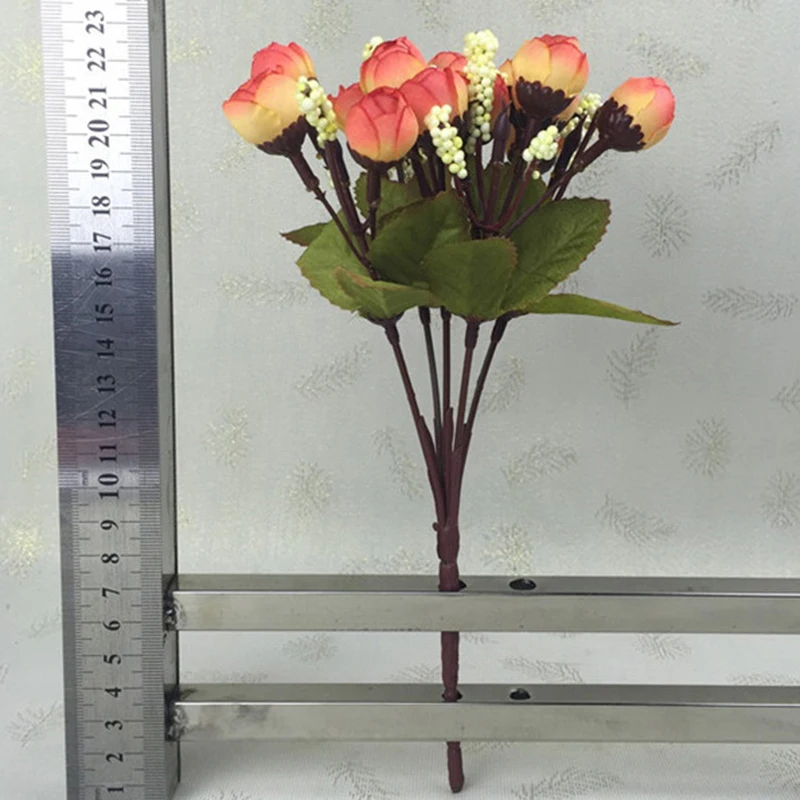 New Arrival 15 Heads/Bouquet Small Bud Roses Bract Simulation Flowers Silk Rose Decorative Flowers Home Decorations for Wedding