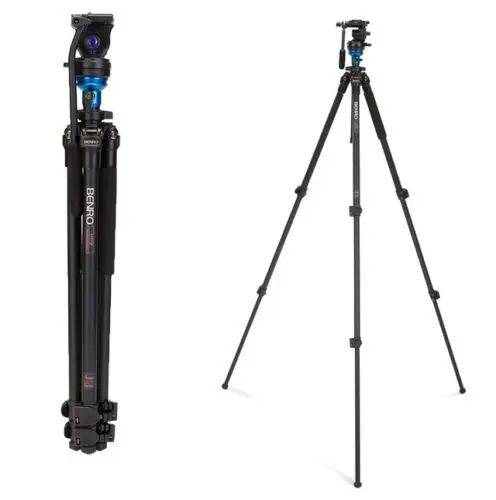 Cost-effective BENRO A1573FS2 Professional Aluminum Tripod For Video Camera 3D Fluid Head Videotape Dual-use Free Shipping ByDHL image 2