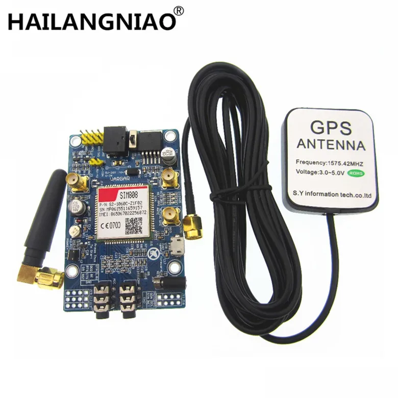 SIM808 Module GSM GPRS GPS Development Board IPX SMA with GPS Antenna for Raspberry Pi Support 2G 3G 4G SIM Card