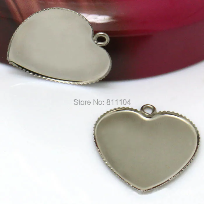 

Blank Stainless Steel Heart Bezel with a Loop 25mm Inner Heart tray Pendant Bases Cabochon Settings Pendant Connectors Findings