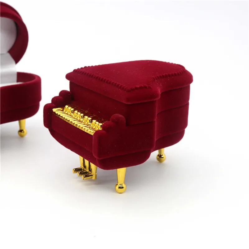 Samt Apfel Klavier Violine Sonnenblume Schmuck Geschenkbox Hochzeit Verlobungsring Box für Halskette Ohrring Armband Verpackung Display – Detail 14