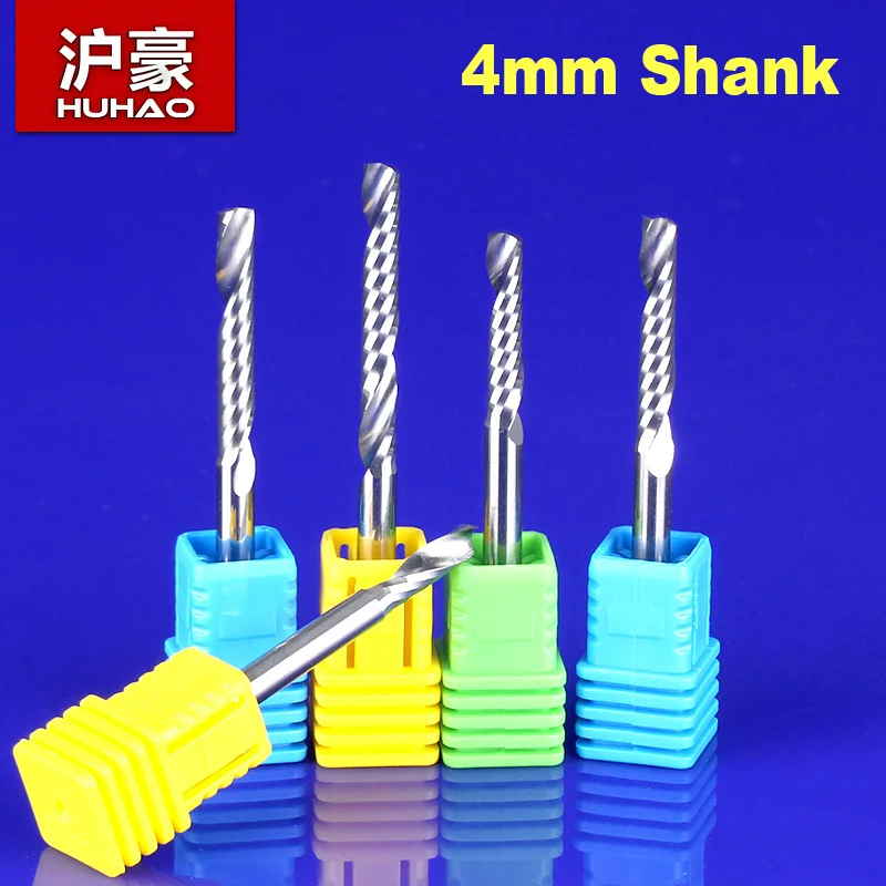 5Pcs SHANK 4mm Spiral Bit CNC Router Tool Single Flute Choose size acrylic carving frezer CEL 12 15 17 22