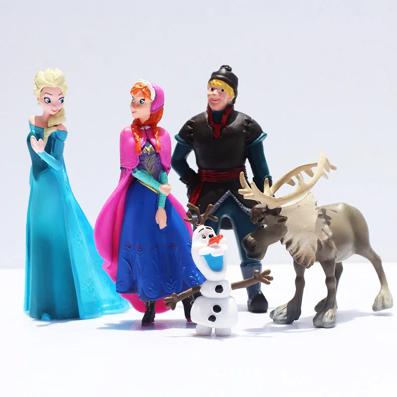 5pcs/Set Frozen The Snow Queen Princess Anna Elsa Action Figure Kristoff Sven Olaf PVC Model Dolls Collection Birthday Gift Toys