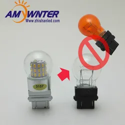AMYWNTER P27/7W 3157 Led car-styling Dual Light Function 3156 Amber Yellow White Brake bulbs Red