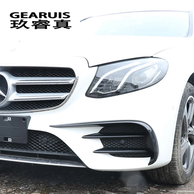 Car Styling for Mercedes Benz E Class E43 E63 For AMG head Front Fog Light Lamp carbon fiber Trim Cover Sticker Auto Accessories