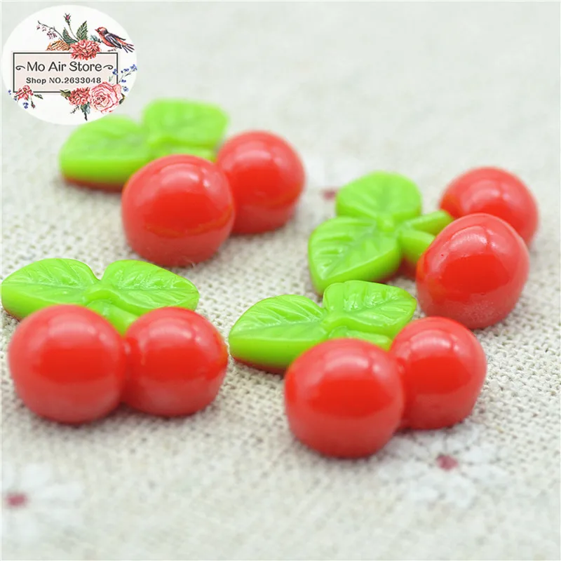 10PCS Cherry Resin Flat back Cabochon miniature food Art Supply Decoration Charm Craft