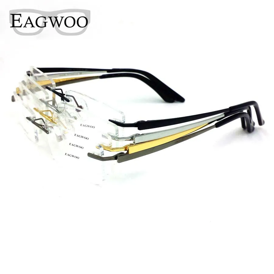 Pure Titanium Eyeglasses Rimless Optical Frame Prescription Spectacle Frameless Glasses For Men Eye glasses 11090 Slim Temple