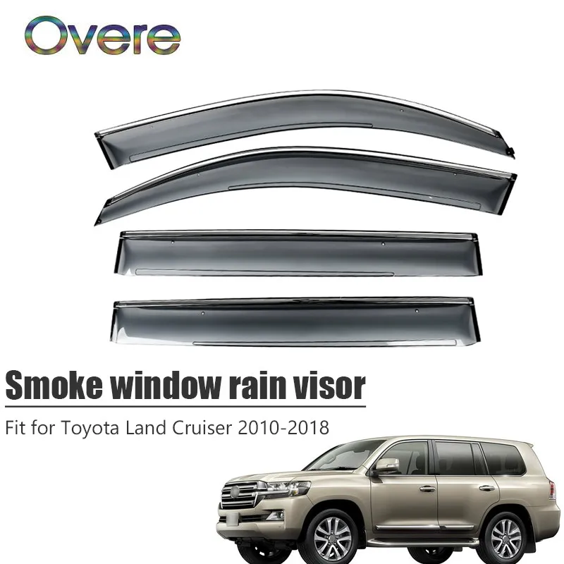 

OVERE NEW 1Set Smoke Window Rain Visor For Toyota Land Cruiser 2010-2018 Styling ABS Vent Deflectors Guard Car Accessories