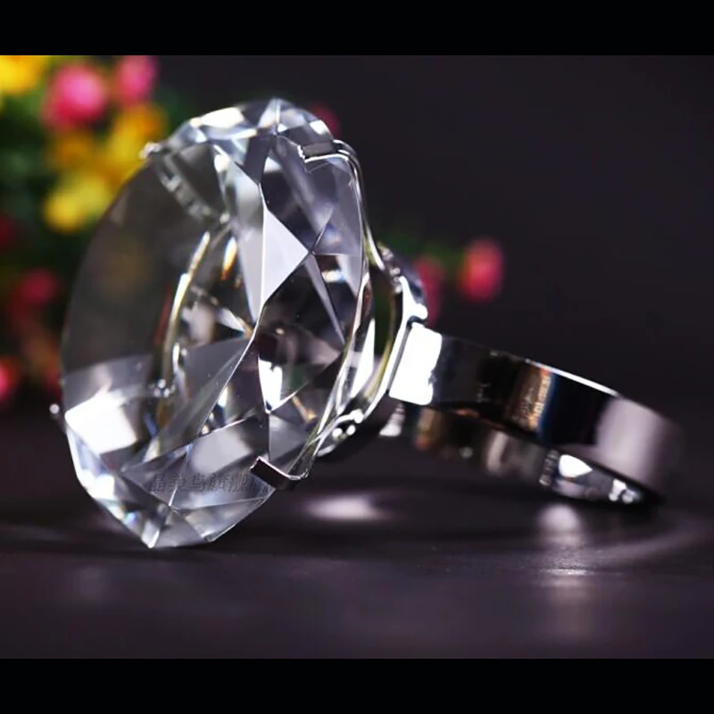 Romantic 60mm/80mm/100mm/150mm Clear Custom Crystal Large Glass Photagraphy Diamond Ring Wedding Home Table Decor Accessories