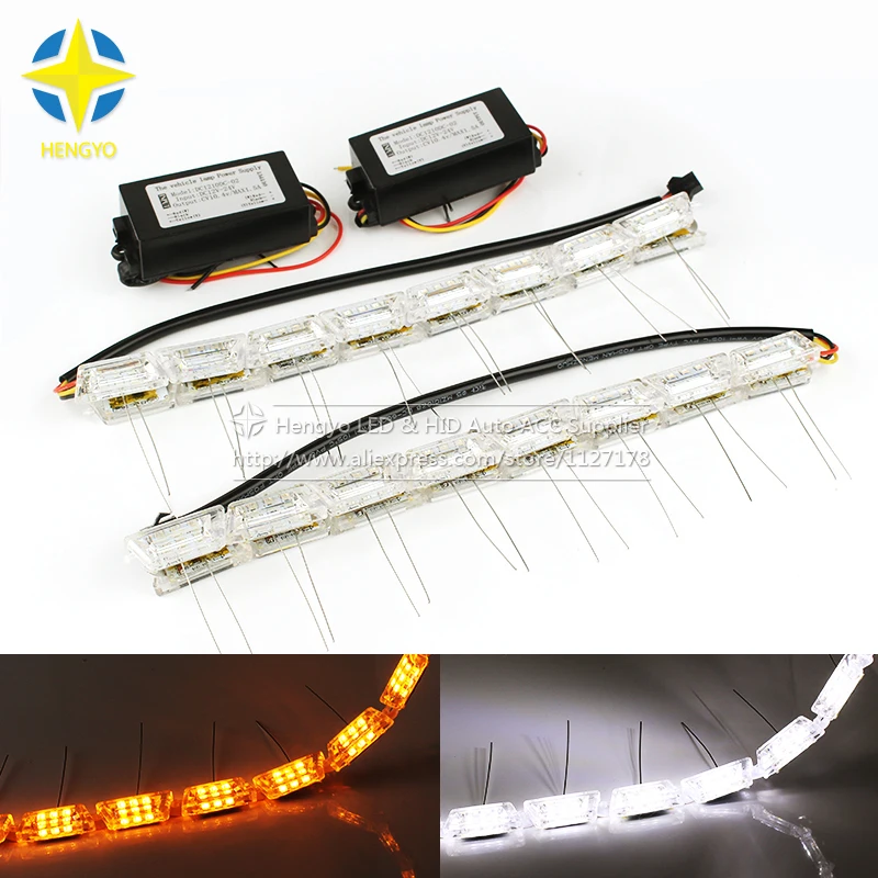 2PC/Lot Car LED Daytime Running Light Turn Signal Light Flow Style Car Flexible Led Bar DRL Car Styling Strip 12V