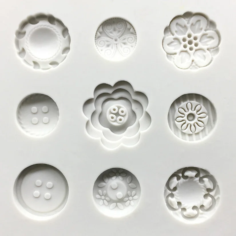 Buttons 100% Platinum Silicone Sugarcraft Mold, Fondant Cake Decorating Tools Bakeware