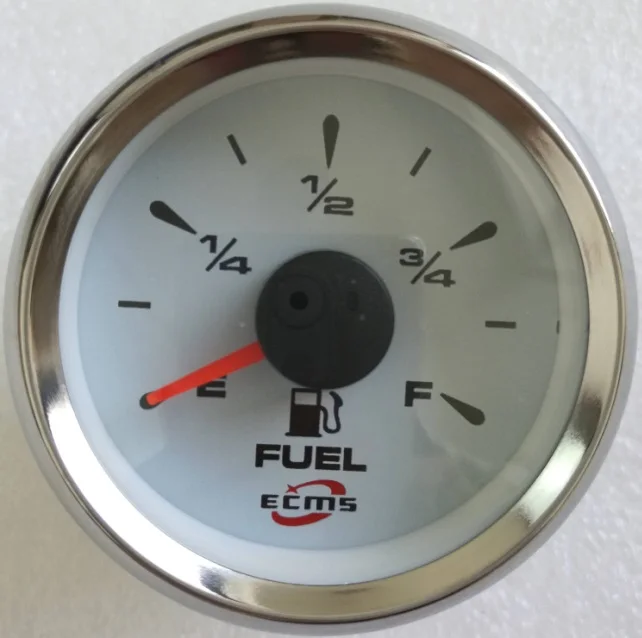 New Design Marine Boat Yacht Automotive Fuel Level Gauge E-F 9-32V 52mm 2 Inch 316L Chrome Bezel White Dial 802-00001