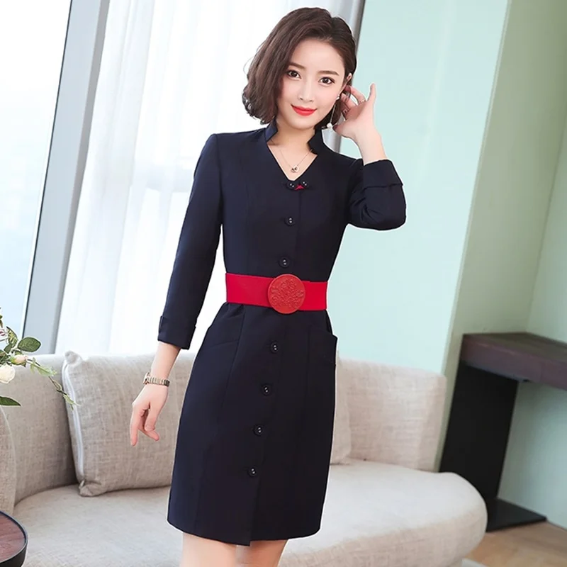 Uniform Flight Attendant Office Dresses Ladies 2019 Hostess Dress Beautician Uniforms Dresses Flight Attendant Uniform DD2099