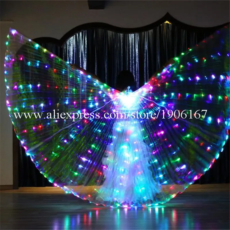 Halloween Colorful Led Luminous Light Up Cloak Wings Christmas Led Illuminated Growing Belly Dance Props Cloak Dress