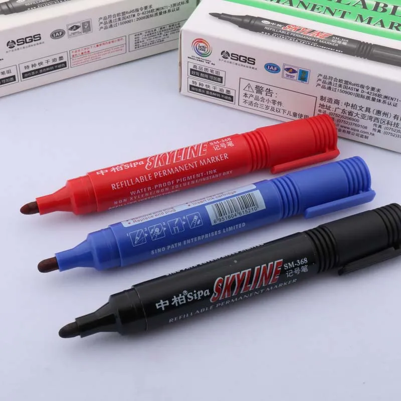 2pcs Red blue black Oil Waterproof Fast Drying Permanent Art Markers Pen